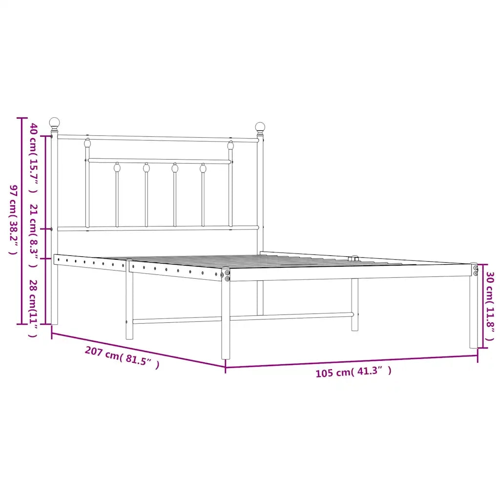 Giroletto con Testiera Metallo Nero 100x200 cm 353532