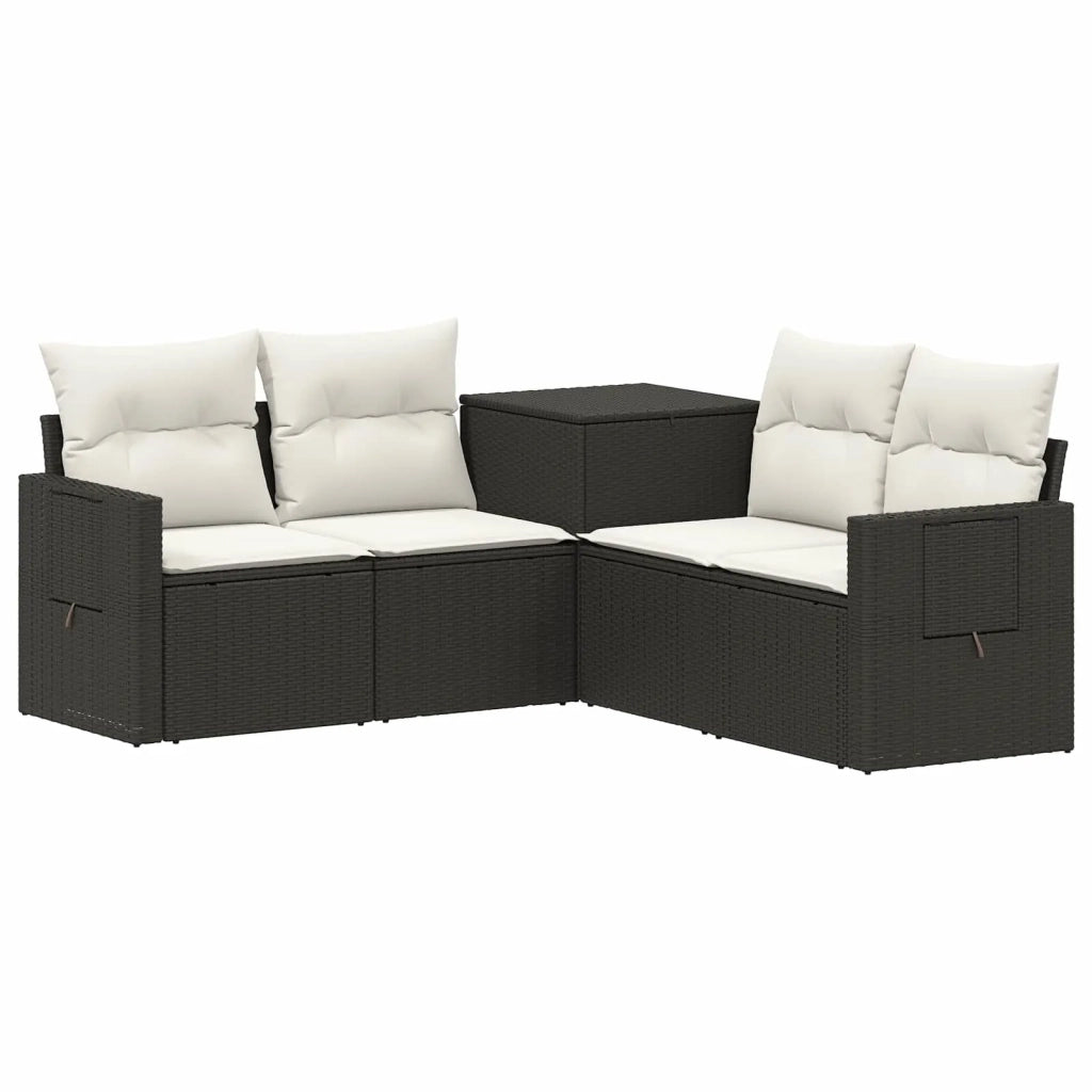 Set di divani 5 pz Nero e Bianco Crema 3447869