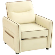 Poltrona Moderna Imbottita con Rivestimento in Similpelle Beige ¨C zephmum ¨C Beige