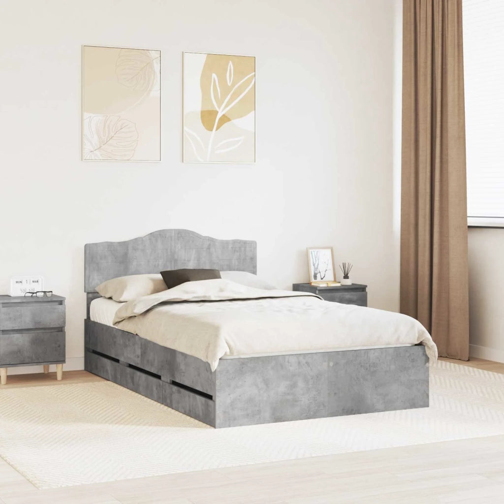 Struttura del letto con cassetto Grigio cemento 135 x 190 cm 3413015