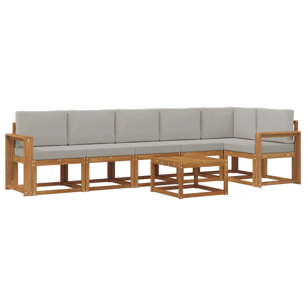 Set di divani da esterno 7 pcs Grigio Naturale e Chiaro