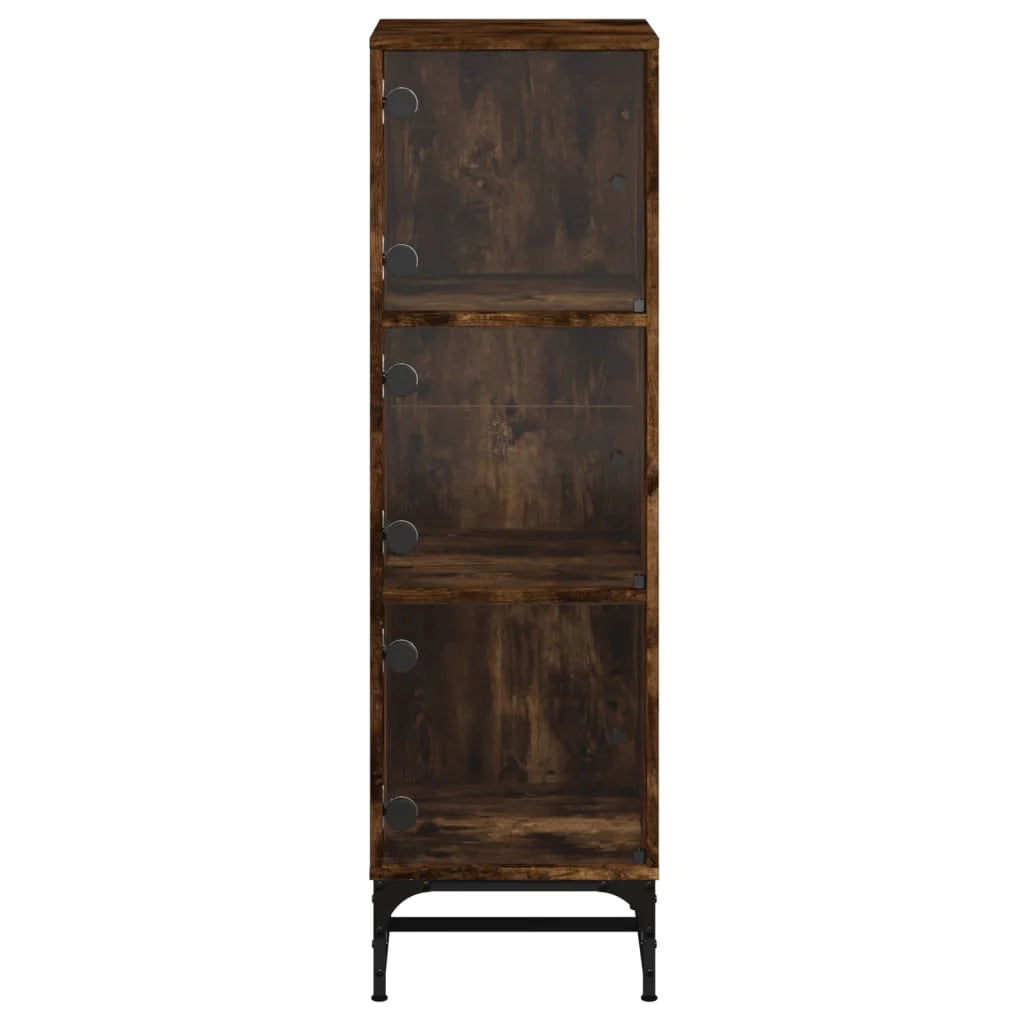 Credenza cassettiera mobile contenitore organizer cucina soggiorno salotto con ante in vetro 35 x 37 x 120 cm marrone 02_0030111