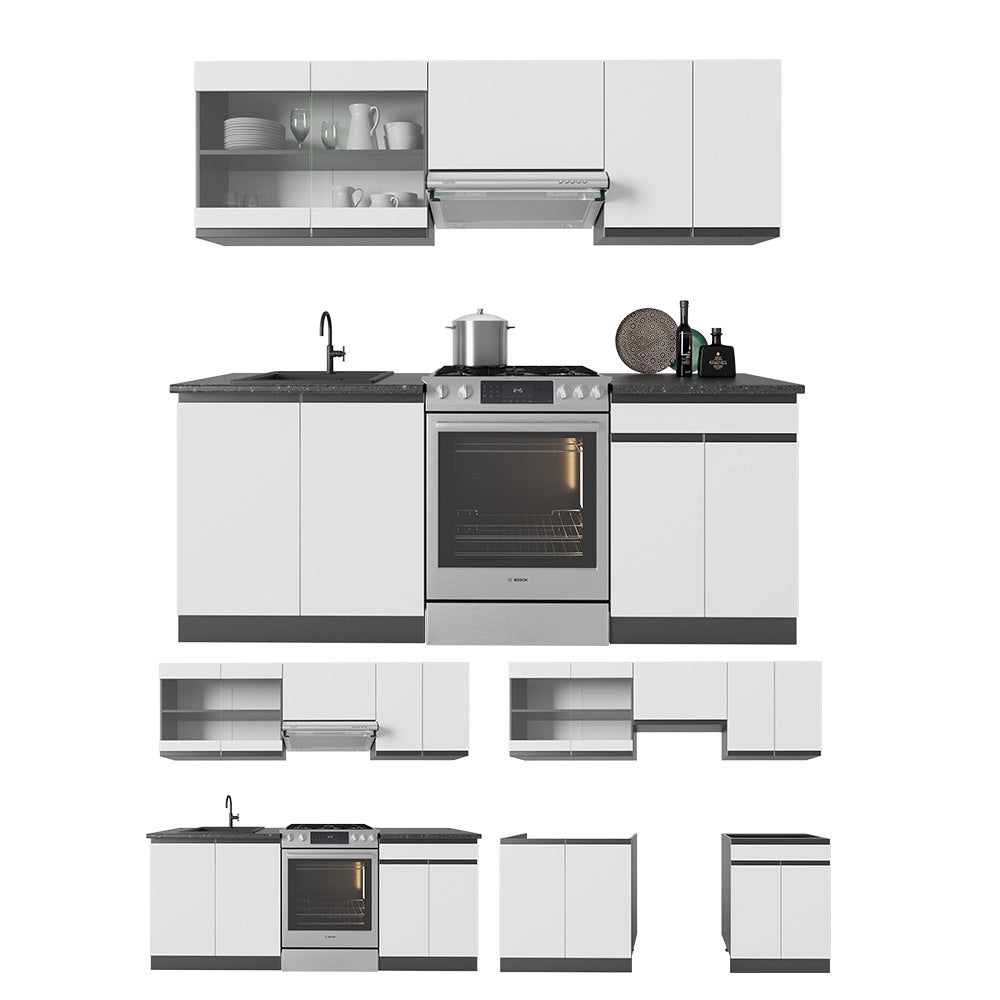 Vicco Cucina componibile Bianco/antracite 200 cm Forma a J