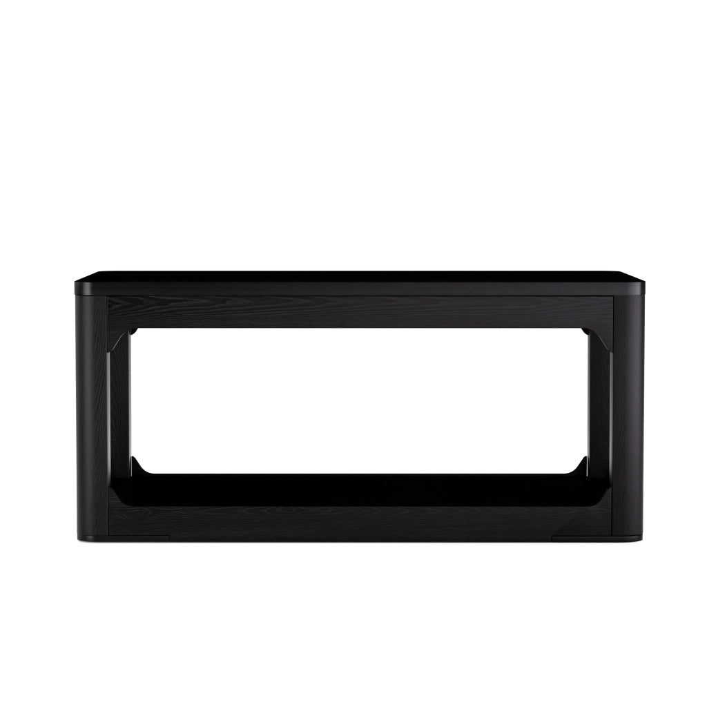 Tavolino basso con 2 vani contenitore, stile moderno, per soggiorno e camera da letto, in MDF, nero, 100 × 50 × 44,5 cm