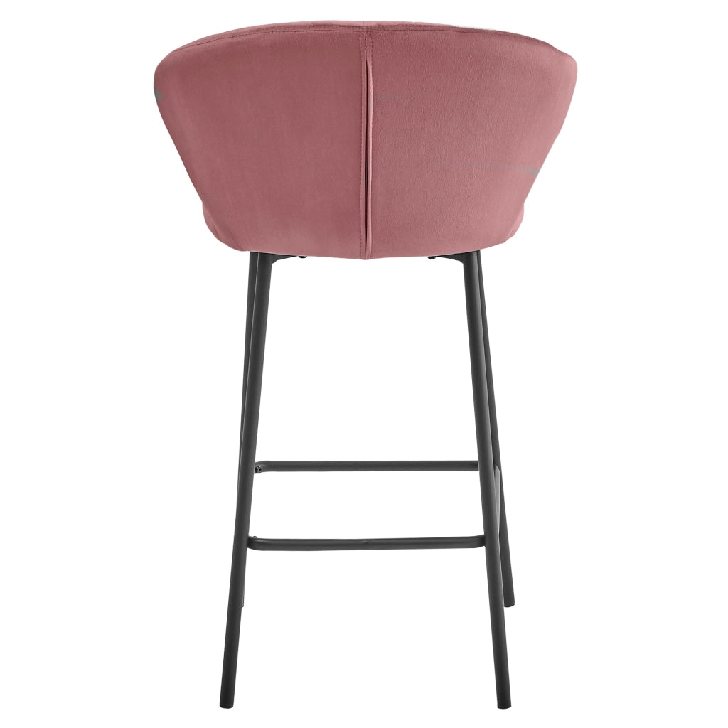 Sgabello Valora GATTA in velluto rosa scuro con gambe nere per cucina x2