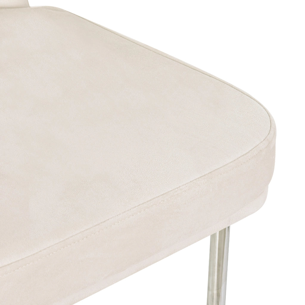Set 2 sedie da pranzo beige in velluto e metallo