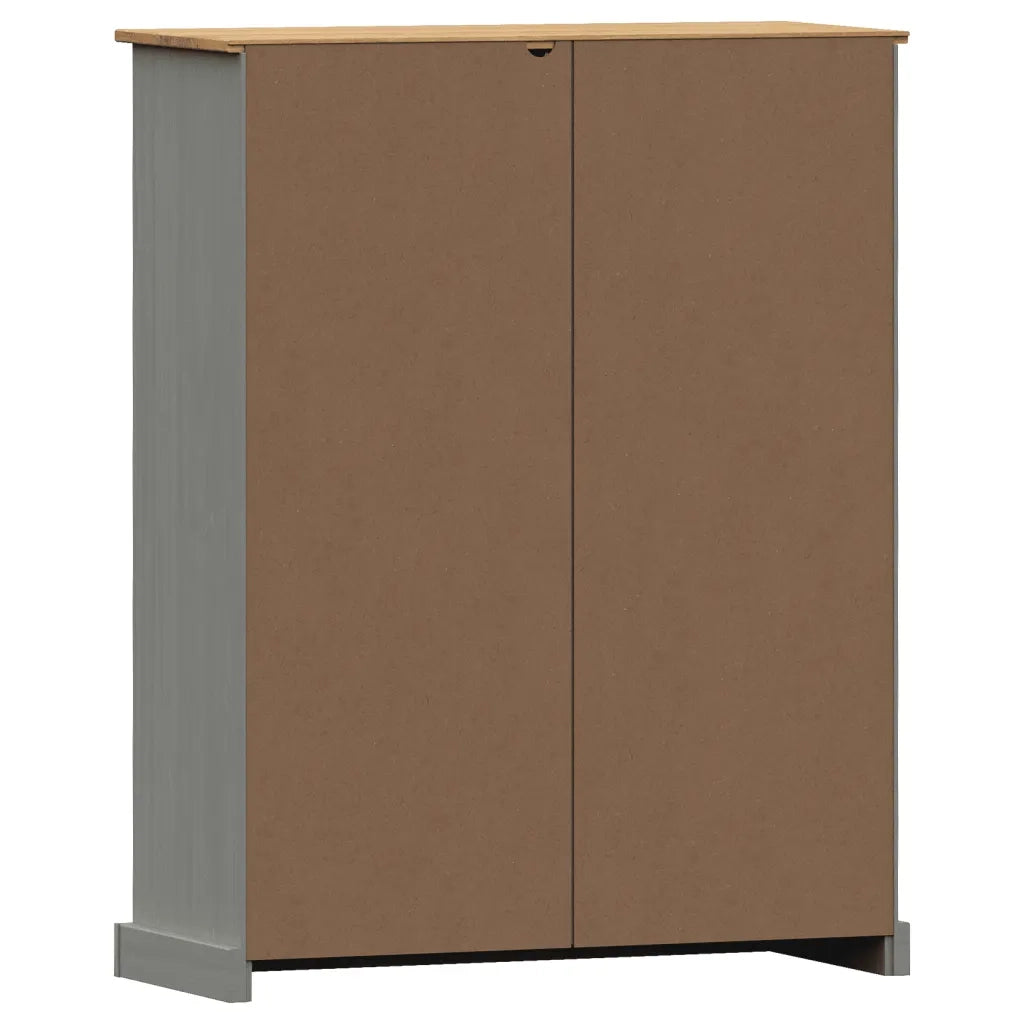 Libreria-Scaffale per Libri-Mobile di Stoccaggio VIGO 90x35x114,5 cm in Legno Massello di Pino Grigio