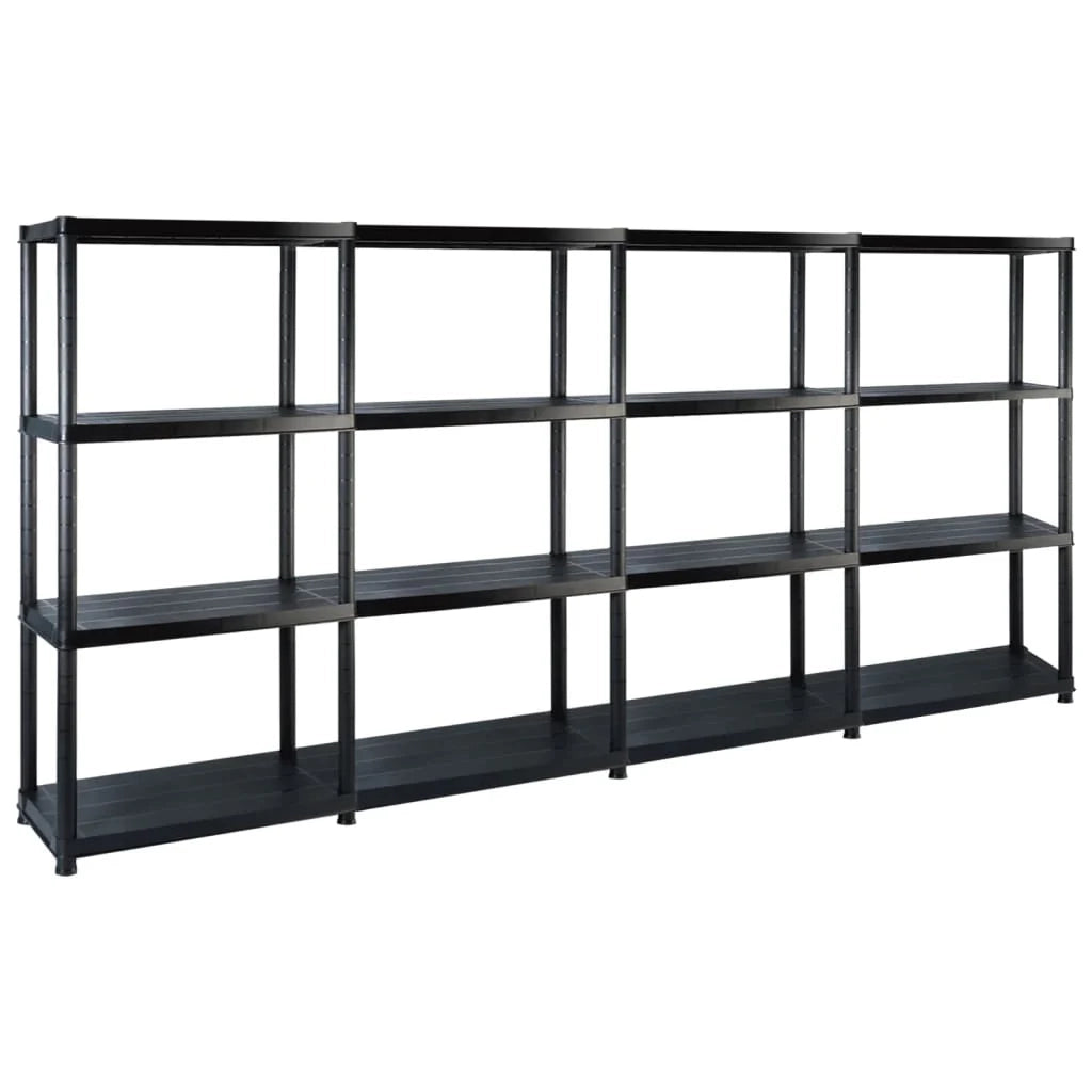Libreria/scaffale portaoggetti a 4 ripiani 130 cm plastica nera 02_0000647