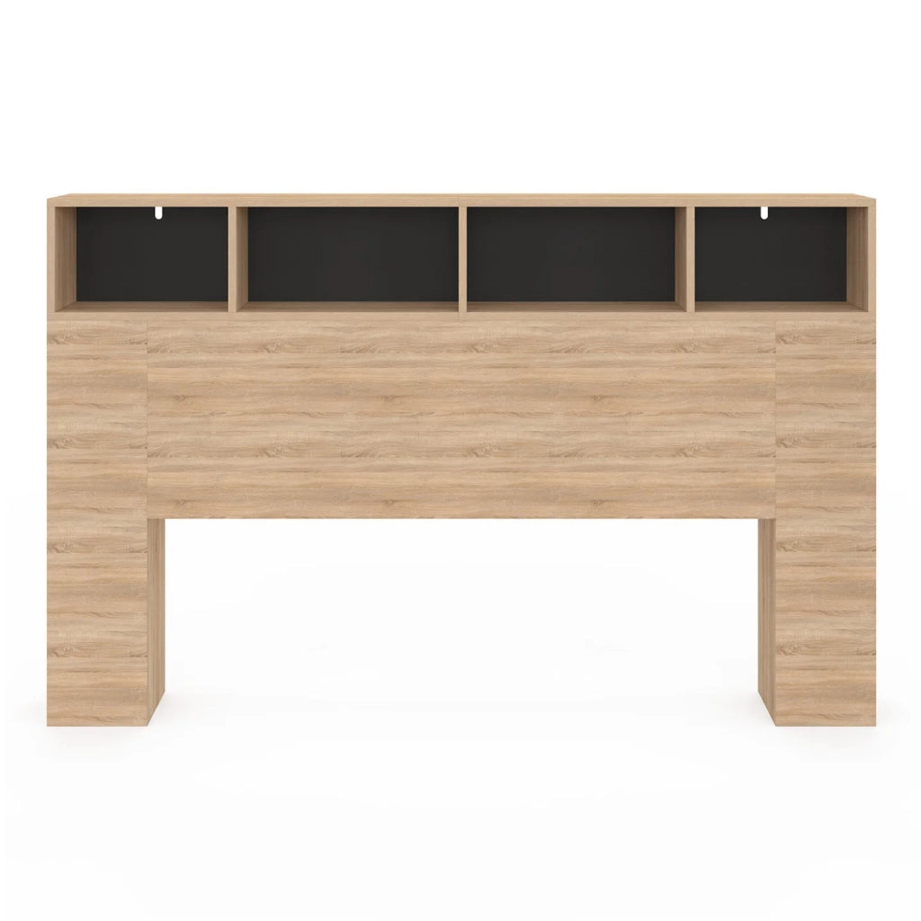IDMarket - Testiera CLEO 165 CM con contenitori effetto faggio e nero
