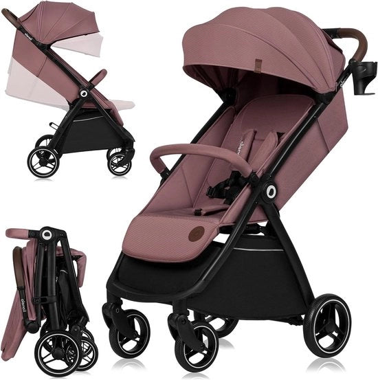 Carrello per bambini fino a 22 kg da 6 mesi a 4 anni ruote 360° rotanti sospensione full una mano piegatura regolabile schienale e pedana grande copertura XXL