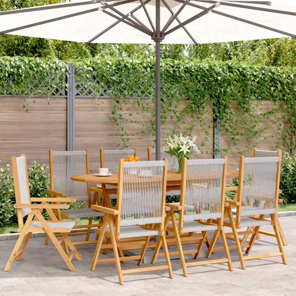 Sedie da Giardino Reclinabili 8pz Grigie Legno Massello Acacia 3214534