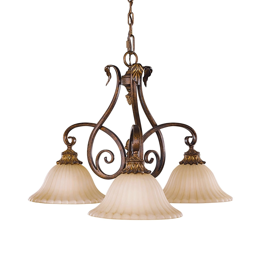 Lampadario Contemporaneo Sonoma Valley Acciaio Marrone Antico Vetro 3 Luci E27