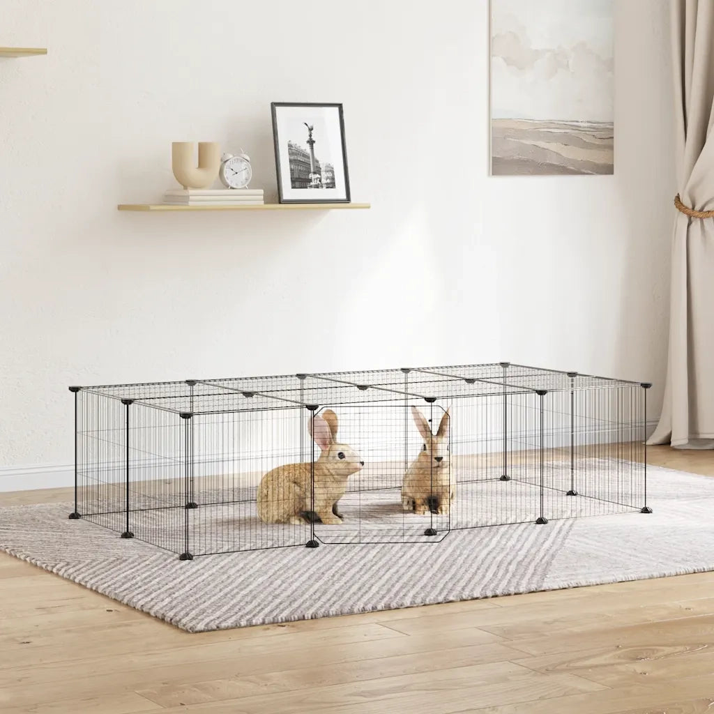 Gabbia per Animali 20 Pannelli con Porta Nera 35x35 cm Acciaio 3114058