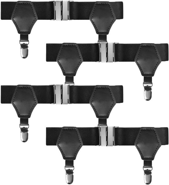 Sokke clip per uomo con cinture regolabili e cinturini antiscivolo (nero) - 2 paia di cinturini per calze