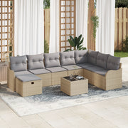 Set di divani da giardino  da 9 pezzi con cuscini Beige Polyrattan