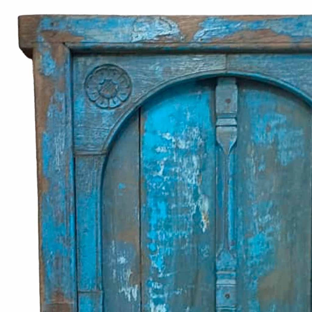 Finestra in legno con finitura artigianale blu 90x10x130 h cm
