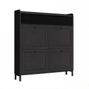 Scarpiera salvaspazio stretta 100 x 19,5 x 107 cm nera con 4 ante