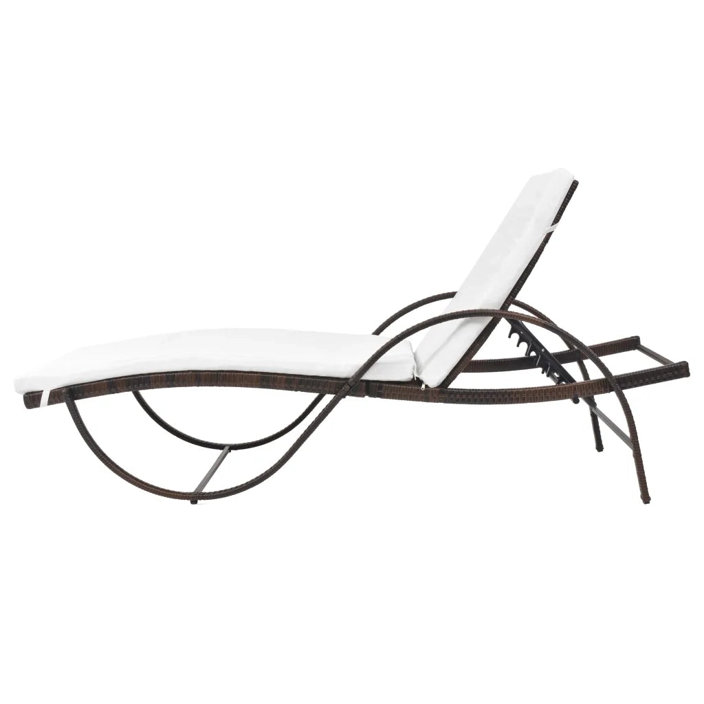 Lettino con Cuscino in Polyrattan Marrone 42883