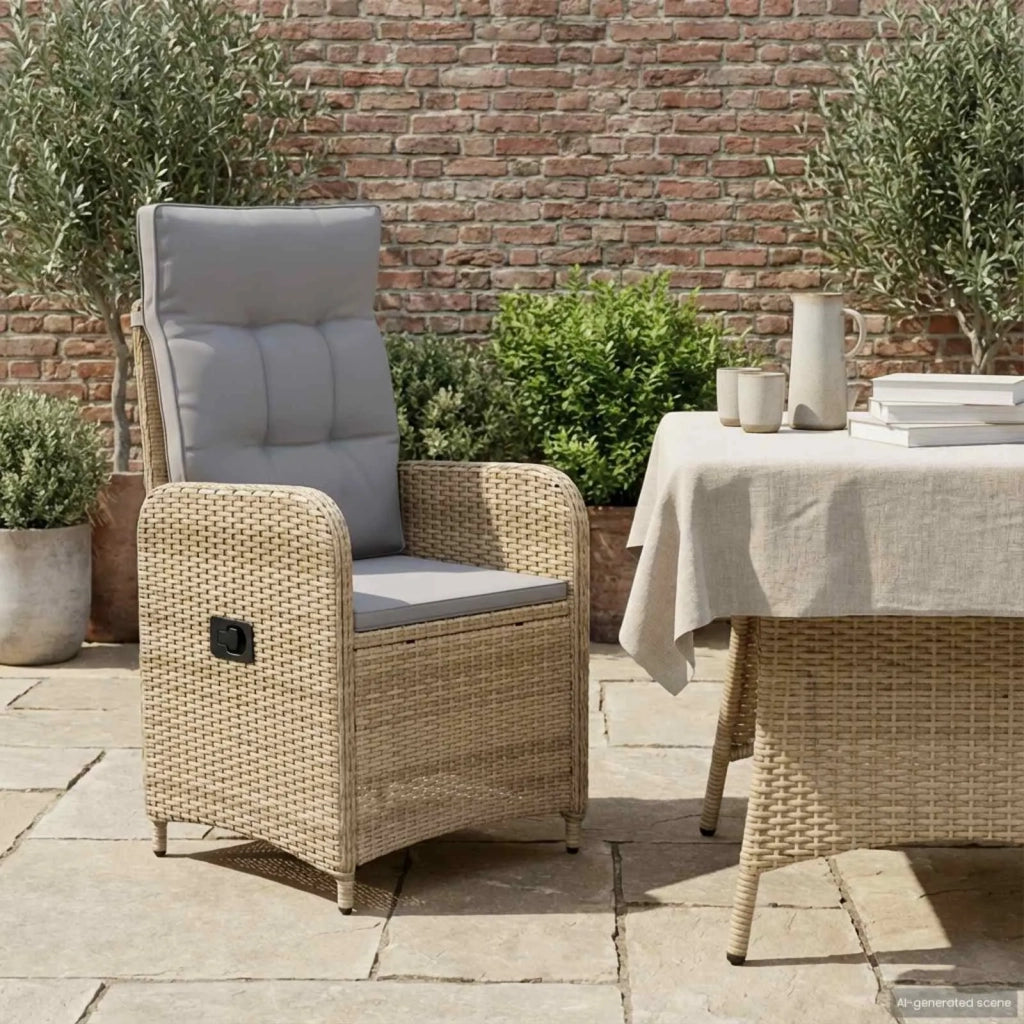 Sedia da Giardino | Sedie da Esterno reclinabile Beige e Grigio Chiaro