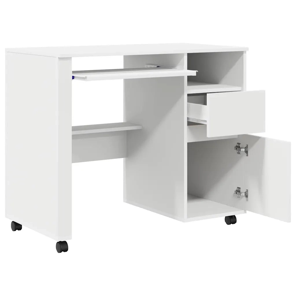 Scrivania con Ruote Bianco 91 x 50 x 77 cm Legno multistrato 869530