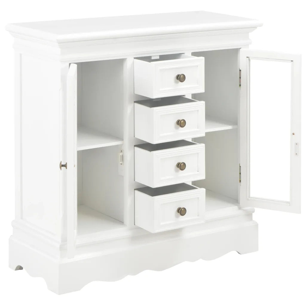 Credenza-Buffet-Armadio da cucina Bianca 70x28x70 cm in Legno Massello di Pino