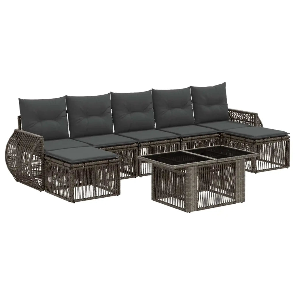 Set Divano da Giardino 8 pz Grigio e Grigio Scuro polyrattan 3436985