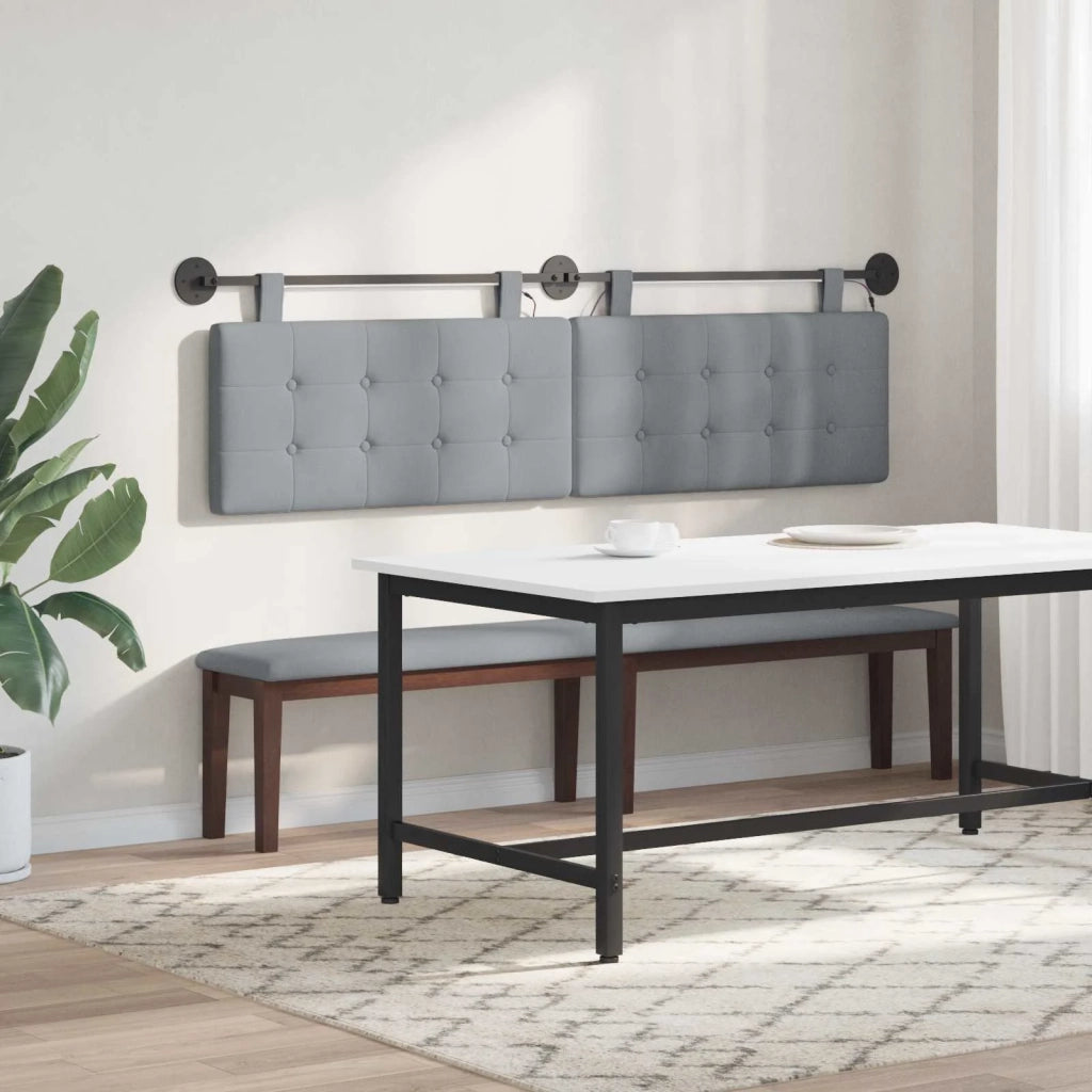 Testiera sospesa Con luce LED Grigio Chiaro Tessuto