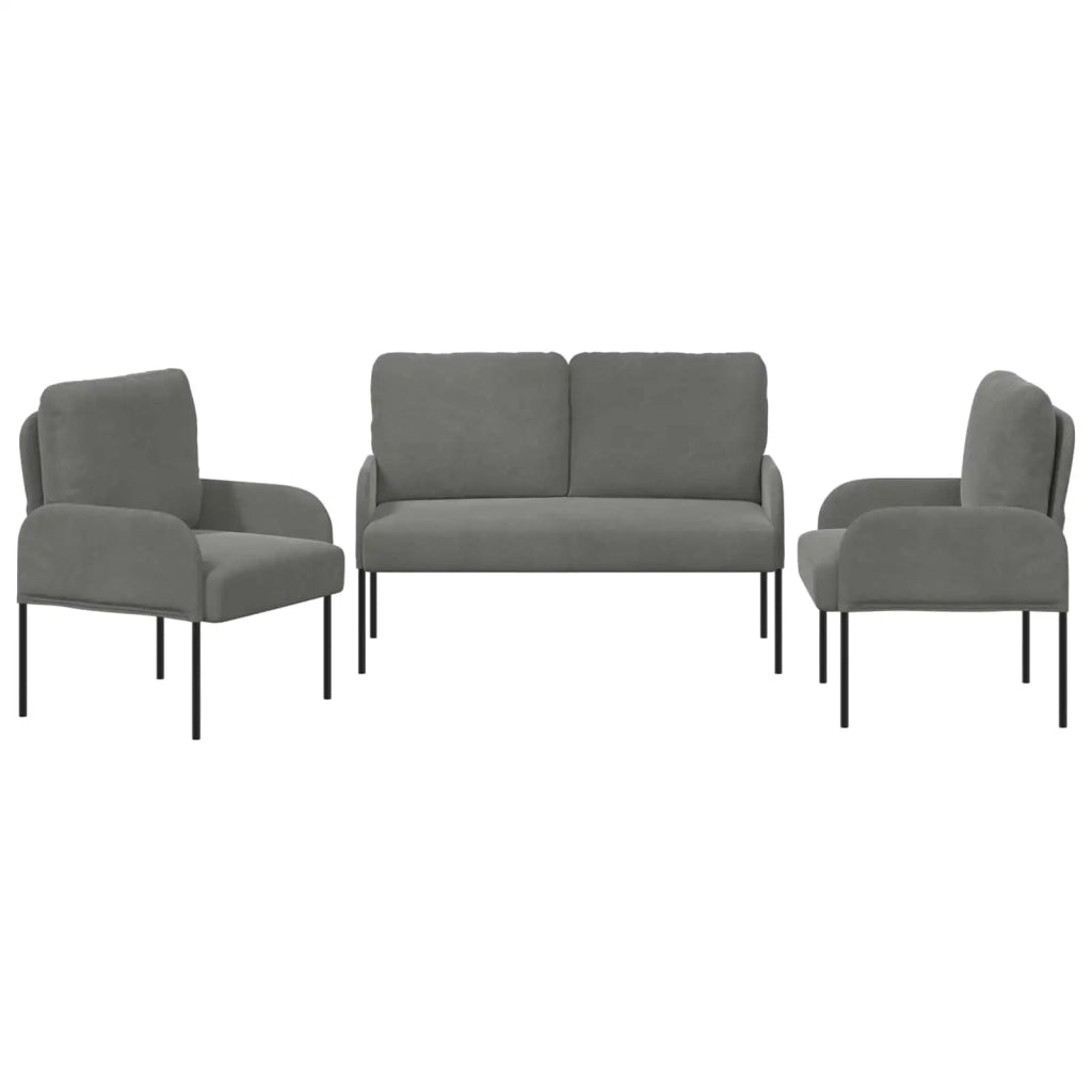 Set divani 3 pcs Grigio scuro 115 x 56 x 80 cm Legno compensato