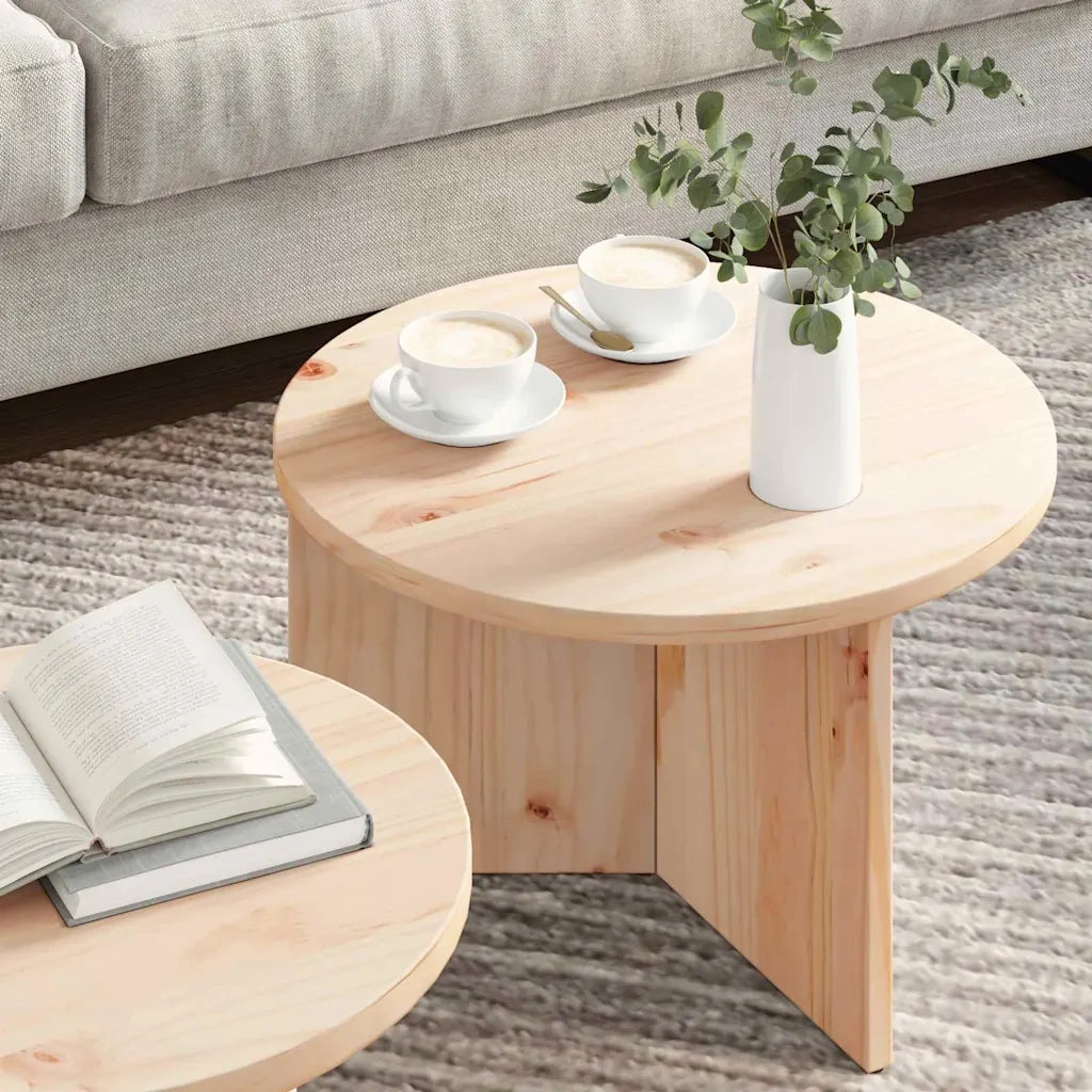 vidaXL Tavolino da salotto 2 pcs Naturale 49 x 49 x 28 cm