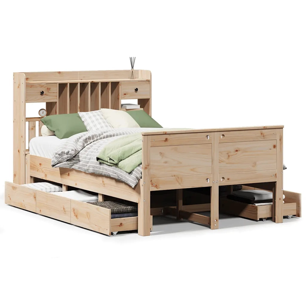 Letto Libreria senza Materasso 135x190 cm in Legno di Pino 3308936