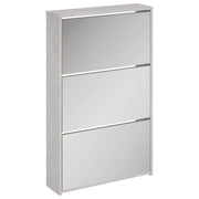 Scarpiera | Mobile per scarpe con Specchio a 3 Livelli Grigio cemento 63x17x102,5cm