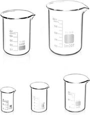 Set di Graduatori di Volumi in Vetro per Laboratorio e Cucina