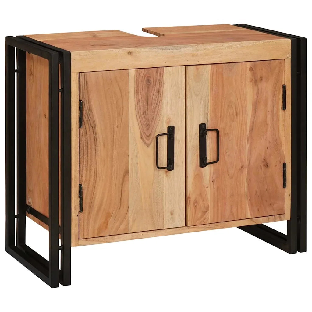 vidaXL Mobile sottolavabo con porta Legno massello di acacia e ferro