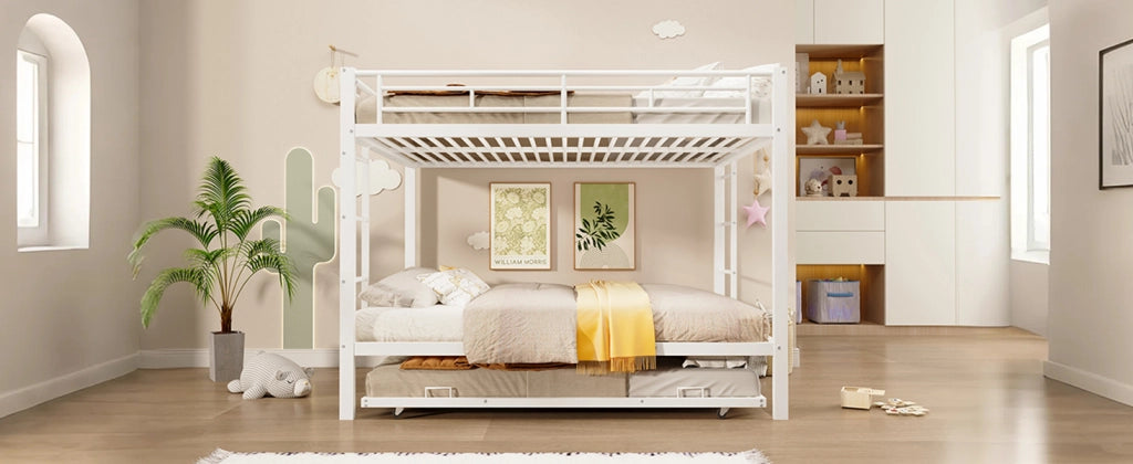 LETTO a castello con letto estraibile 140x200 cm Metallo Bianco