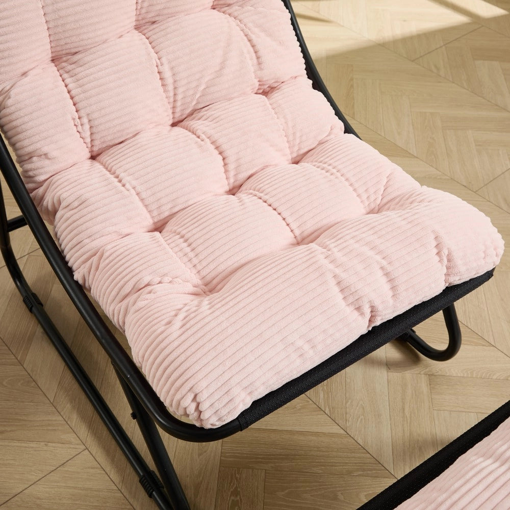Poltrona Relax Reclinabile con Poggiapiedi ¨C Xylo ¨C Nero, Cuscino Rosa