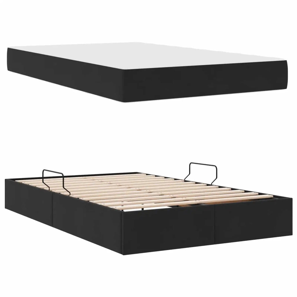 Letto con contenitore e materasso Nero 120 x 190 cm Velluto 3399708