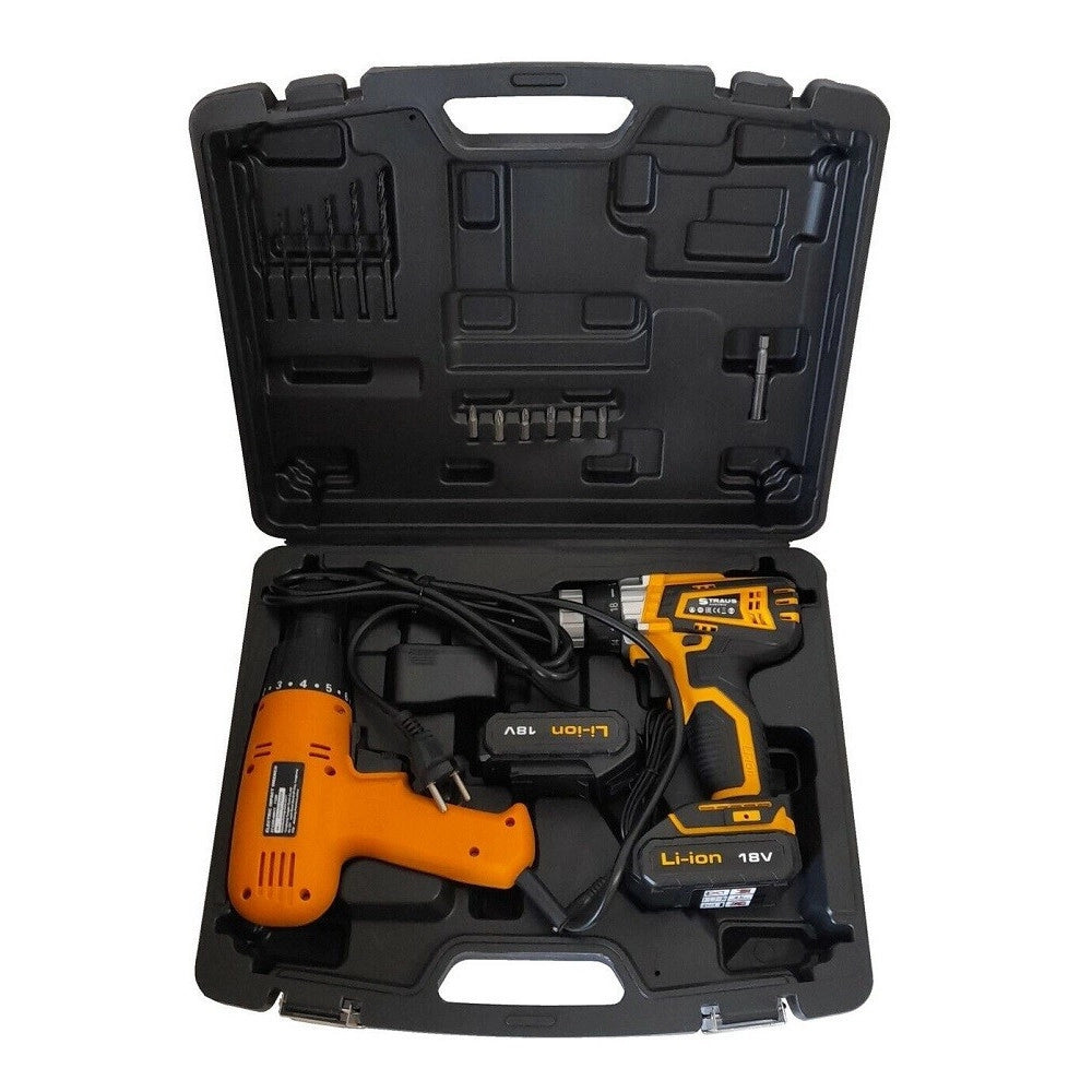 Trade Shop - Set 2pz Trapano Elettrico 710w + Avvitatore Doppia Batteria 18v Accessori Iw017 -