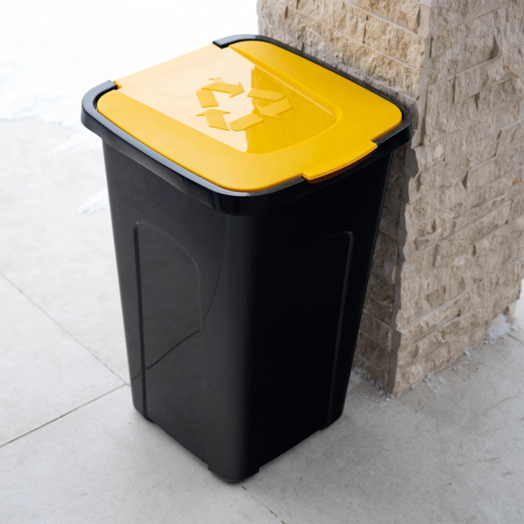 Contenitore per la raccolta differenziata KADAX, 50 litri, in plastica gialla.