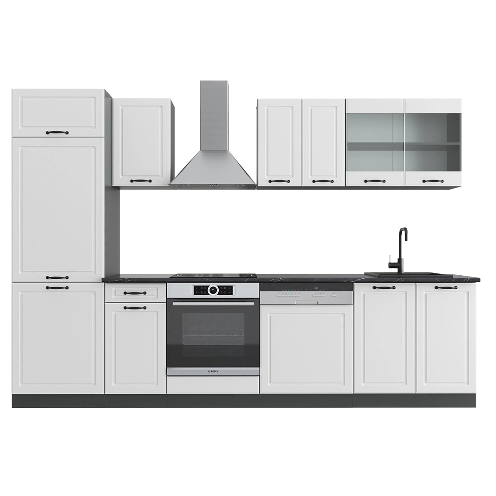 Vicco Cucina componibile Bianco casa di campagna/antracite 300 cm senza piano di lavoro