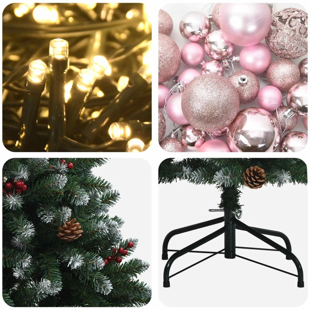 Albero di Natale artificiale verde con palline 210 cm 300 LED 3466738