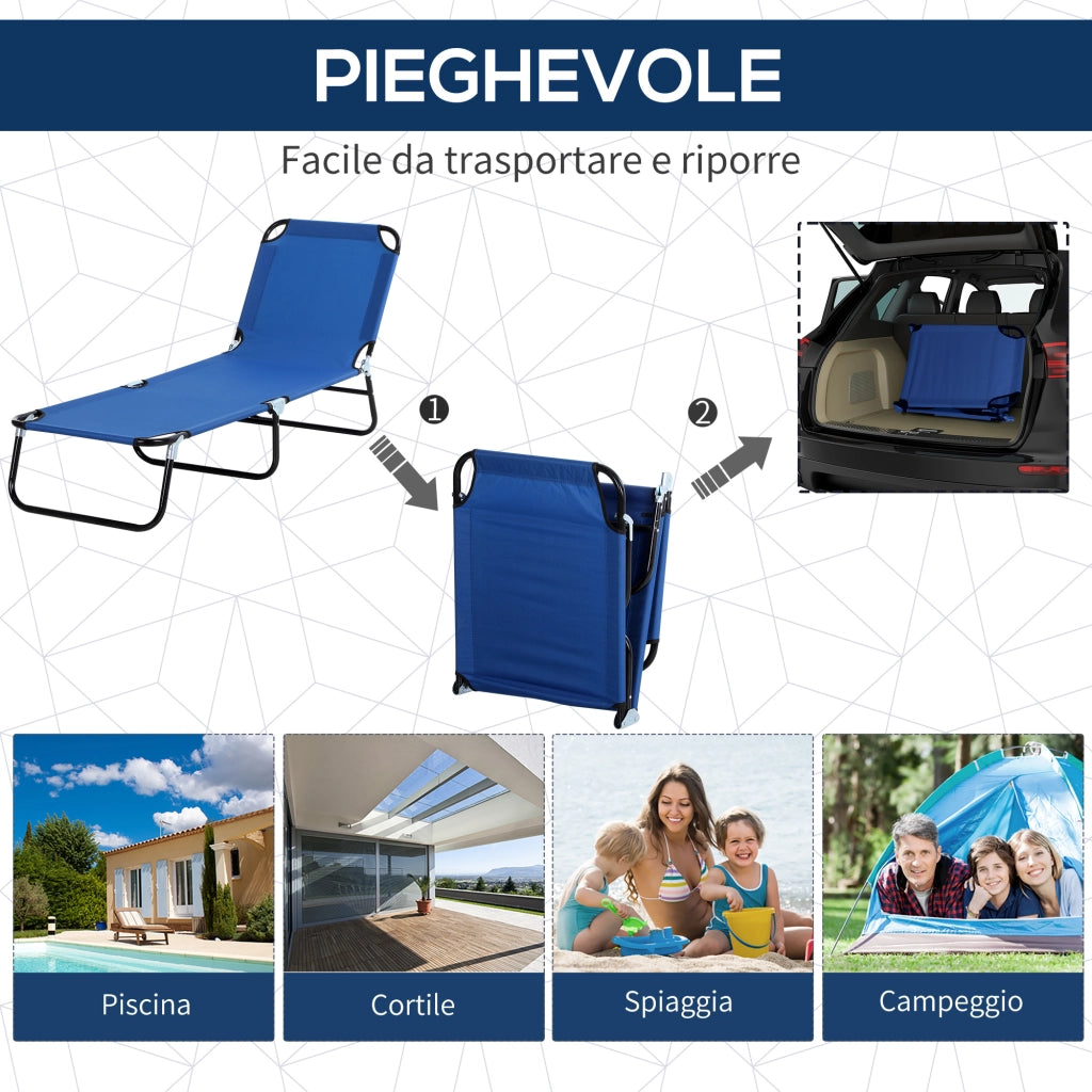 Sdraio Pieghevole da Giardino con Tettuccio ¨C Zephmum ¨C Blu