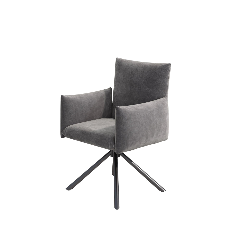 Set di 4 sedie girevoli in velluto grigio