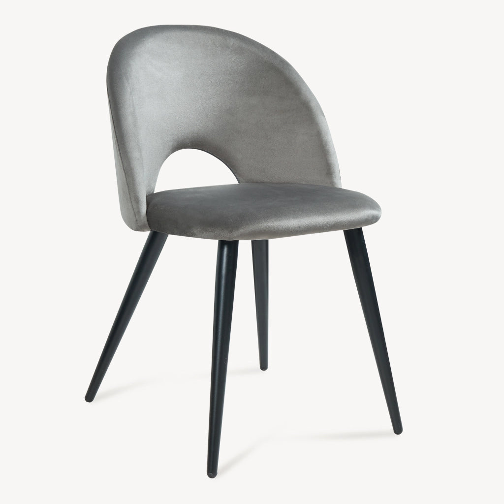 Set Karijoki di 2 Sedie Imbottite da Sala Pranzo Effetto Velluto - Grigio / Nero [en.casa]