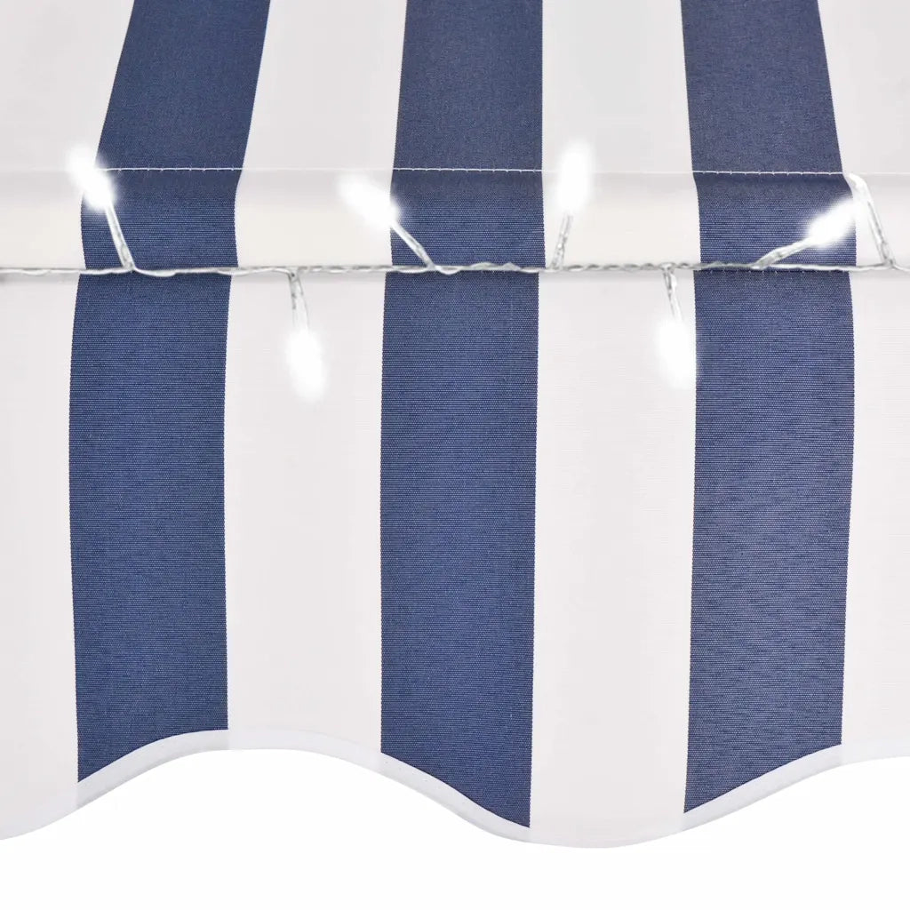 Tenda da Sole Retrattile Manuale con LED 400 cm Blu e Bianco cod mxl 18859