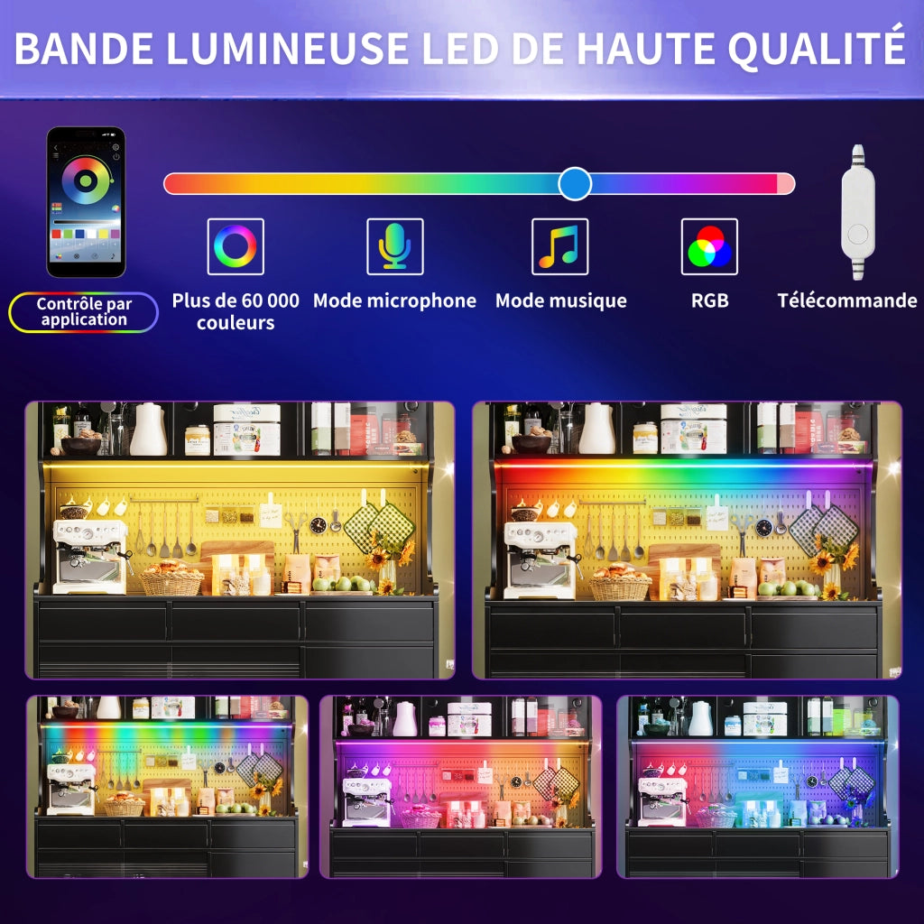 Vetrina con 2 Ante Scorrevoli; 1 Cassetto e LED; in MDF; Metallo e Vetro; Nero; 145x39x171 cm