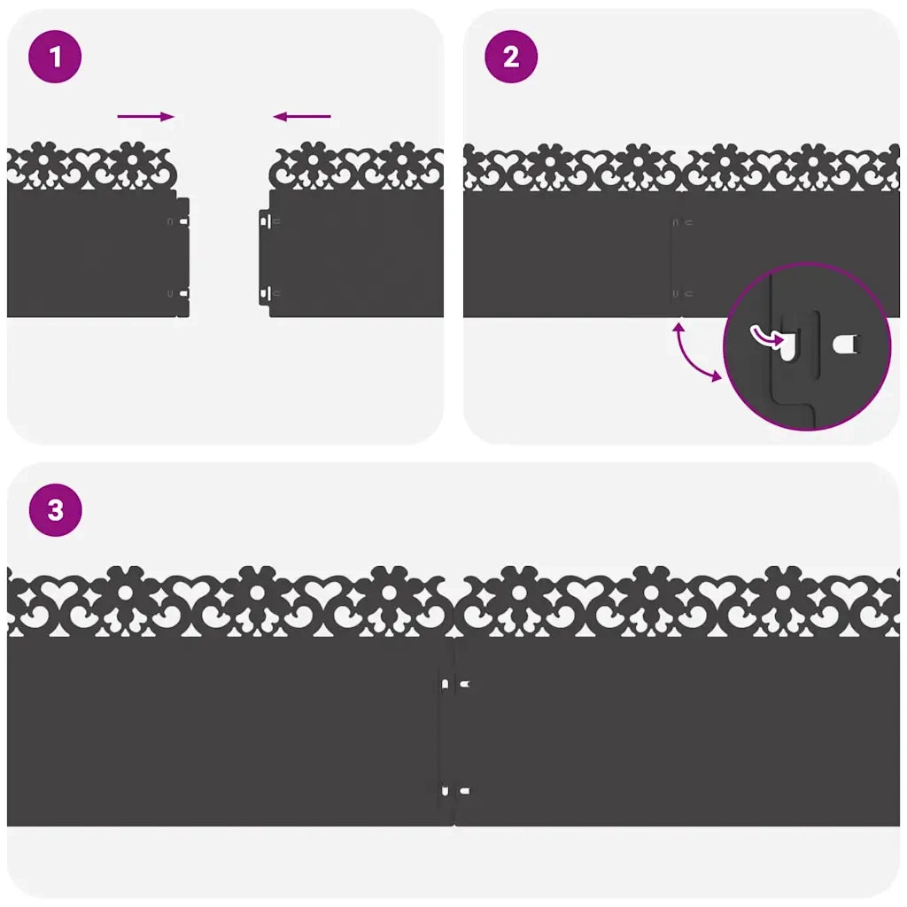 Bordure per prato 20 pz Nero 103 x 0,05 x 22 cm Acciaio CFW9365704