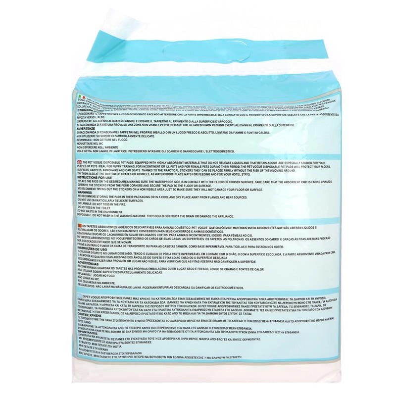 PET VOGUE TAPPETINI ASSORBENTI ANIMALI DOMESTICI IMPERMEABILI, RESISTENTI, IGIENICI, SUPER ASSORBENTI, ADESIVI 10PZ 60X60CM