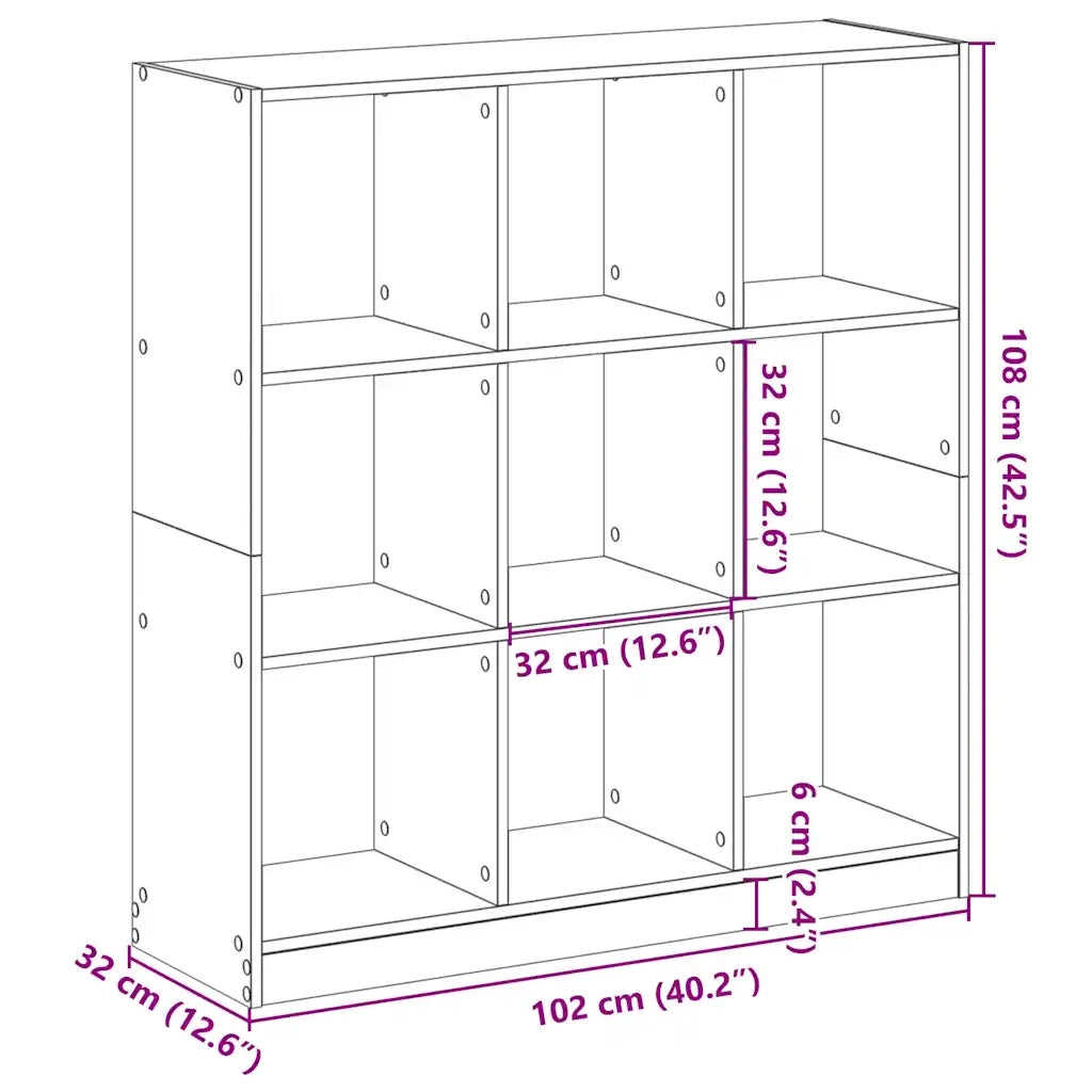 Libreria Grigio Cemento 102x32x108 cm in Legno Multistrato 3307840