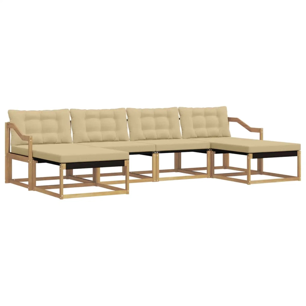 Set di divani da esterno con cuscino 6 pcs Bianco e Beige