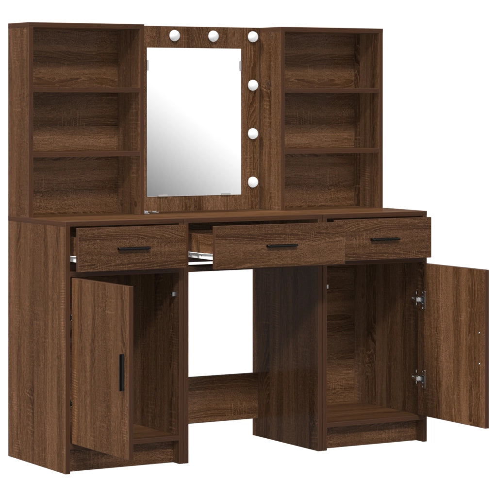 Set da Toeletta a 3 Pezzi in Legno Invecchiato